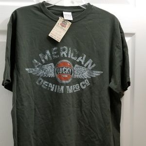 Men's Lucky Brand T-Shirt, cool winged logo NWOT